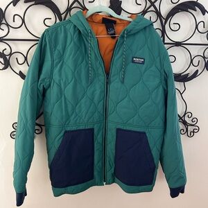 Burton Teal Quilted Jacket with Dark Blue Pockets